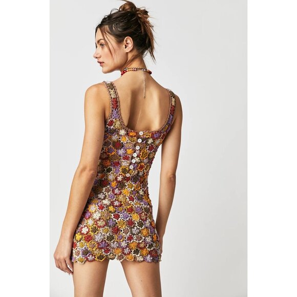 SHE MADE ME Sana Mini Dress in Horizon Floral Small New Womens Crochet Knit - Picture 10 of 13